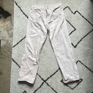 Free People Cream Boyfriend High Waisted Jean